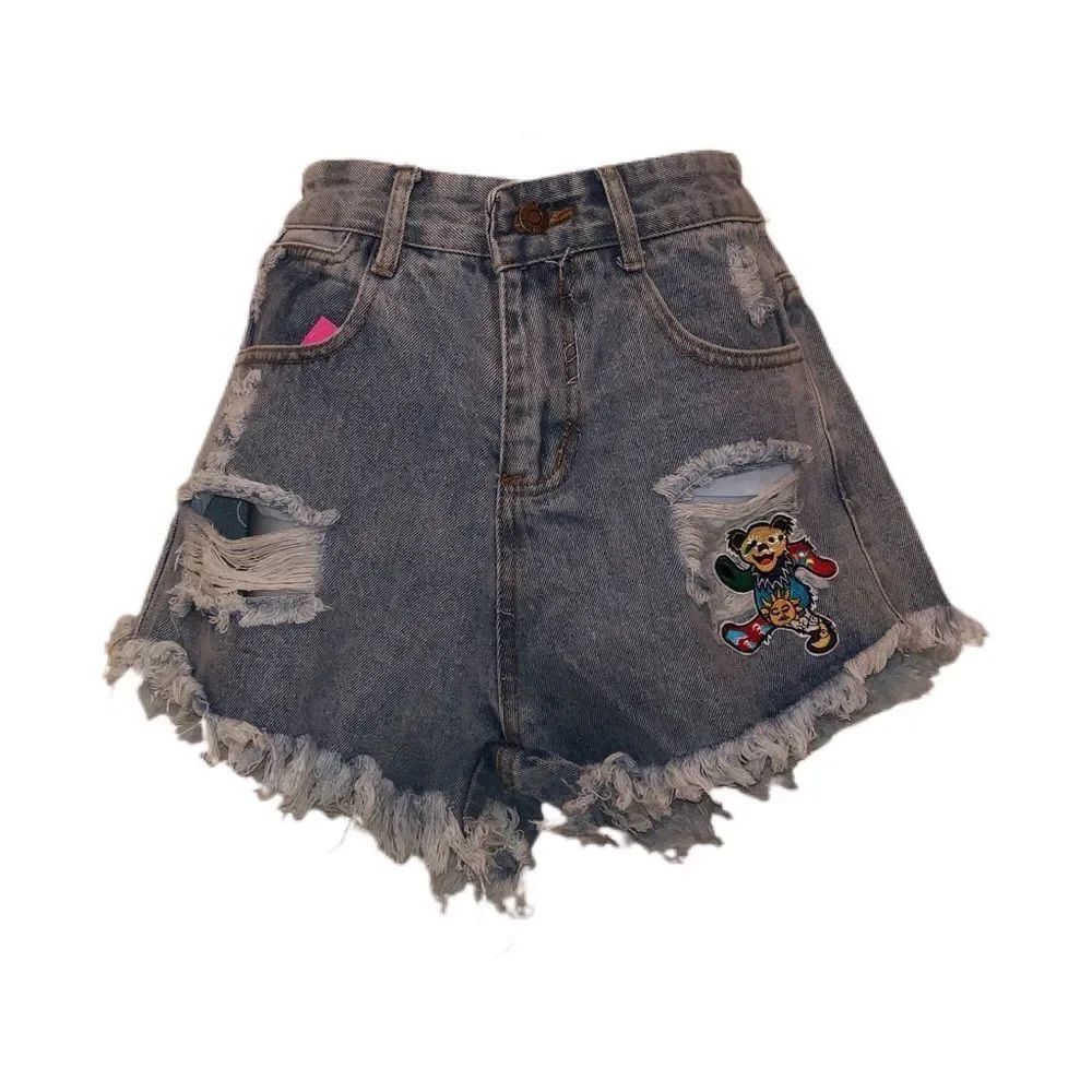 Denim Shorts W/ Grateful Dead Bear Patch